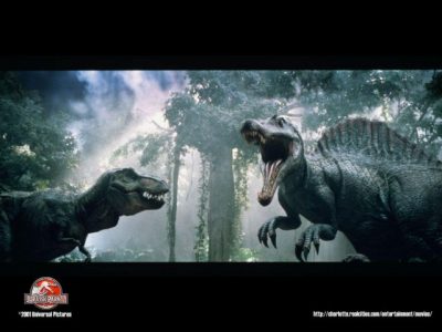 ティラノサウルス（左）とスピノサウルス（右）